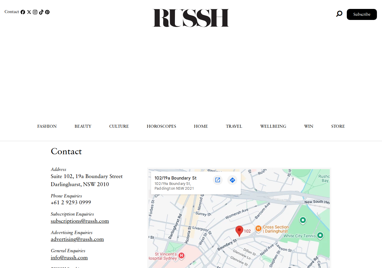 Screenshot of Contact - RUSSH