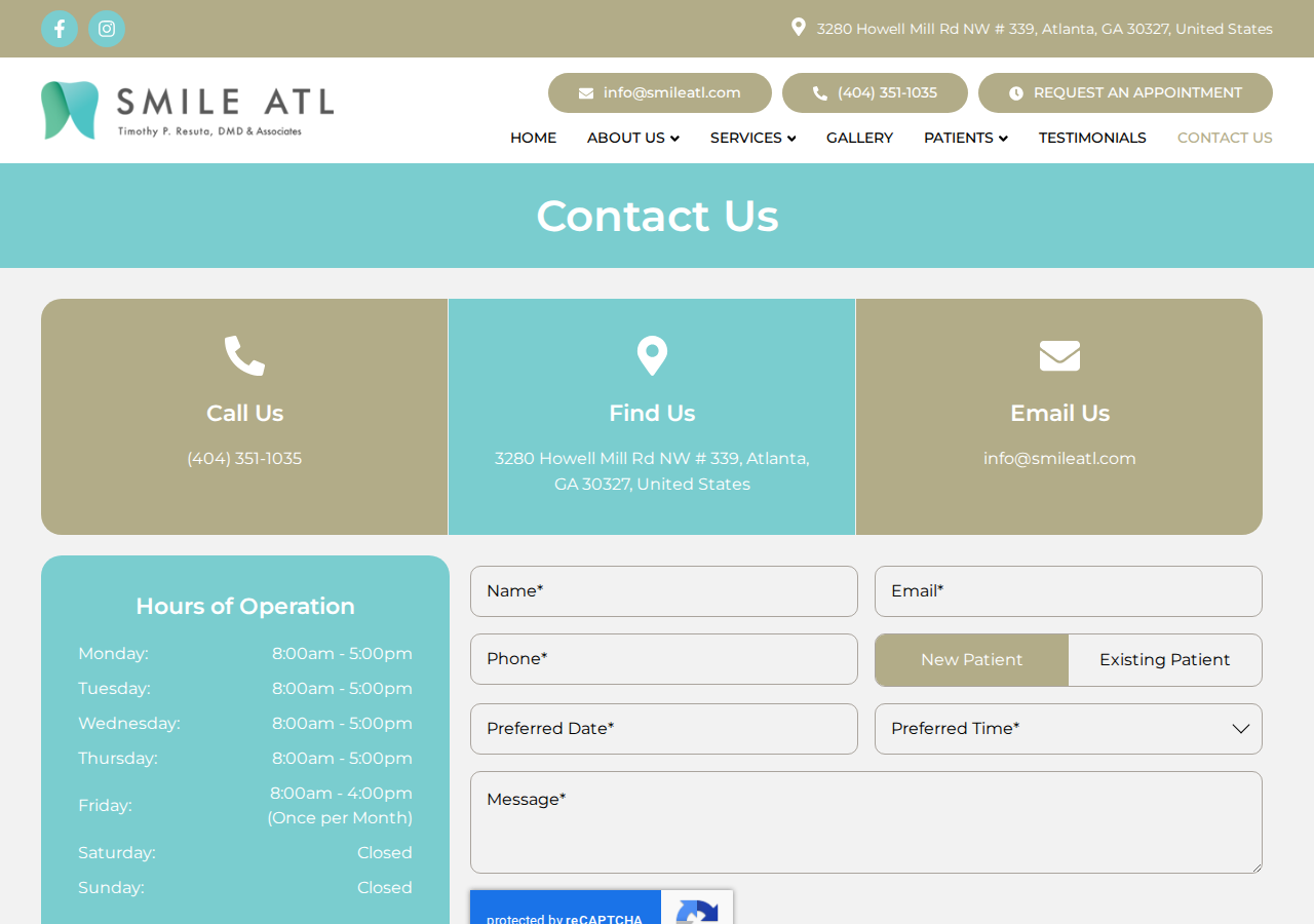 Screenshot of Contact Us | Smile ATL