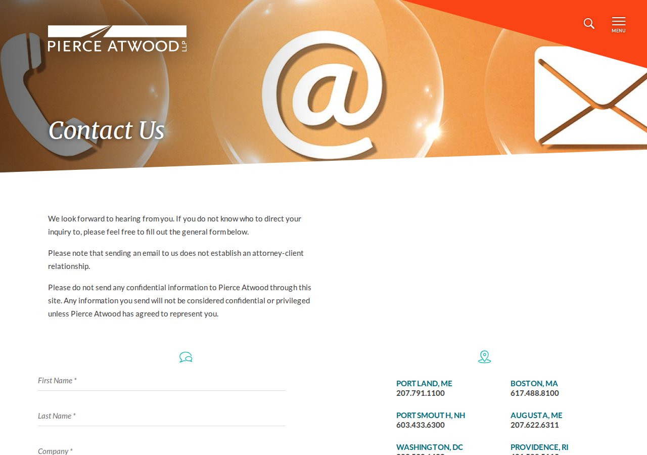 Screenshot of Contact Us | Pierce Atwood