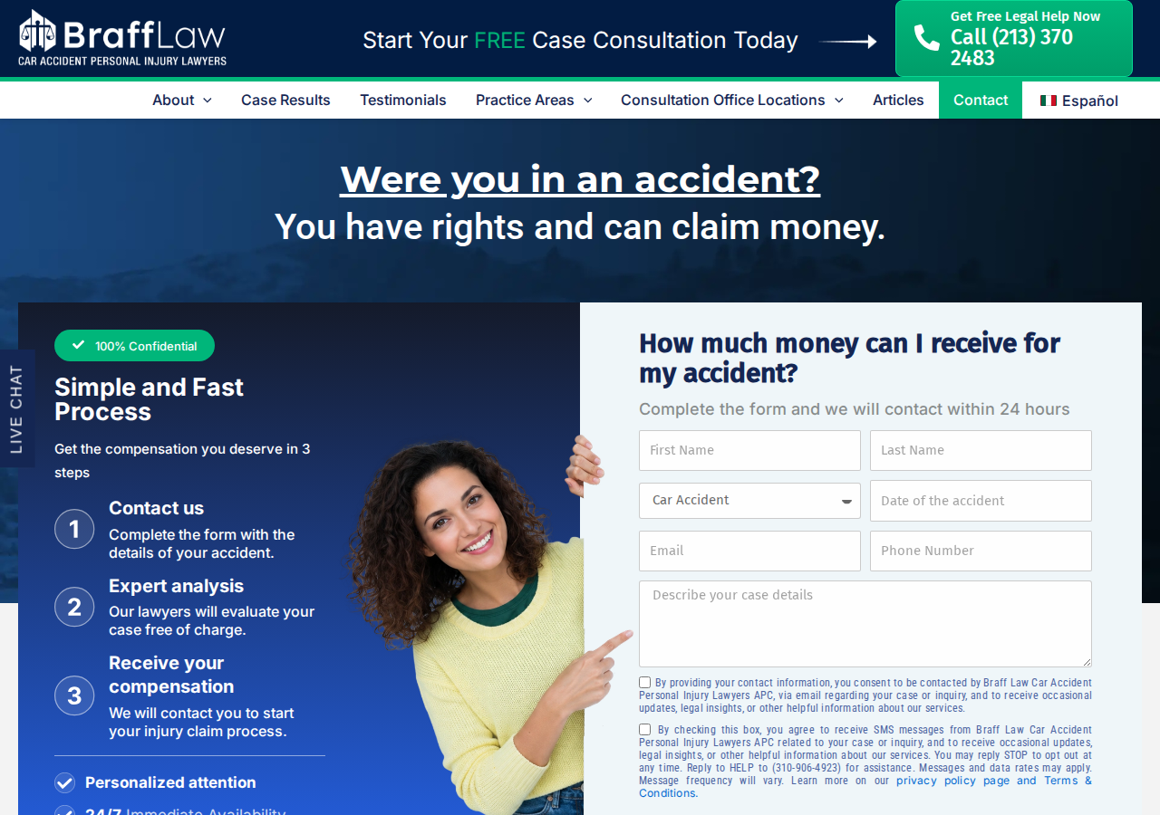 Screenshot of Contact Braff Law ➡️ Los Angeles Personal Injury Law Firm