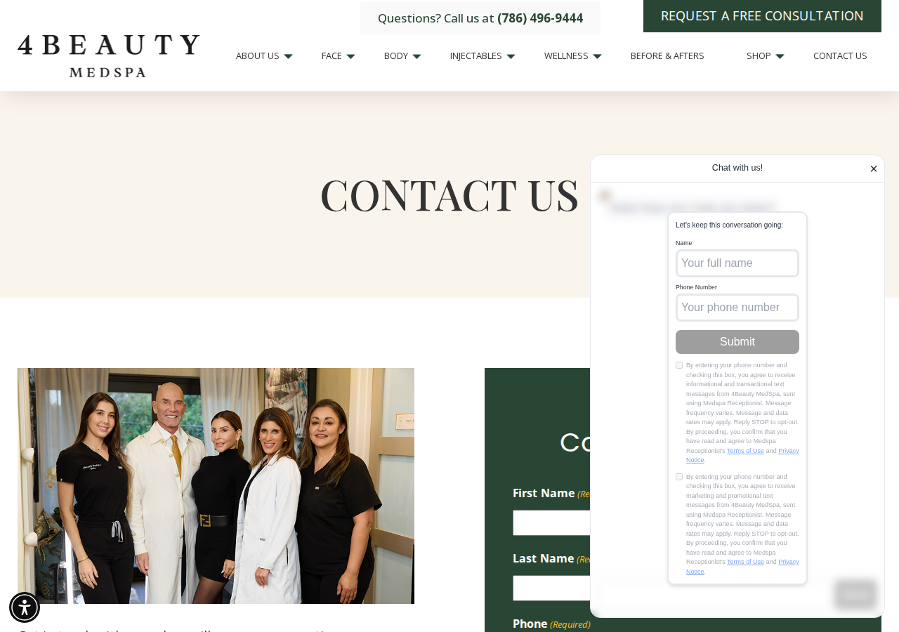 Screenshot of Contact Us | Miami, FL | 4Beauty Med Spa