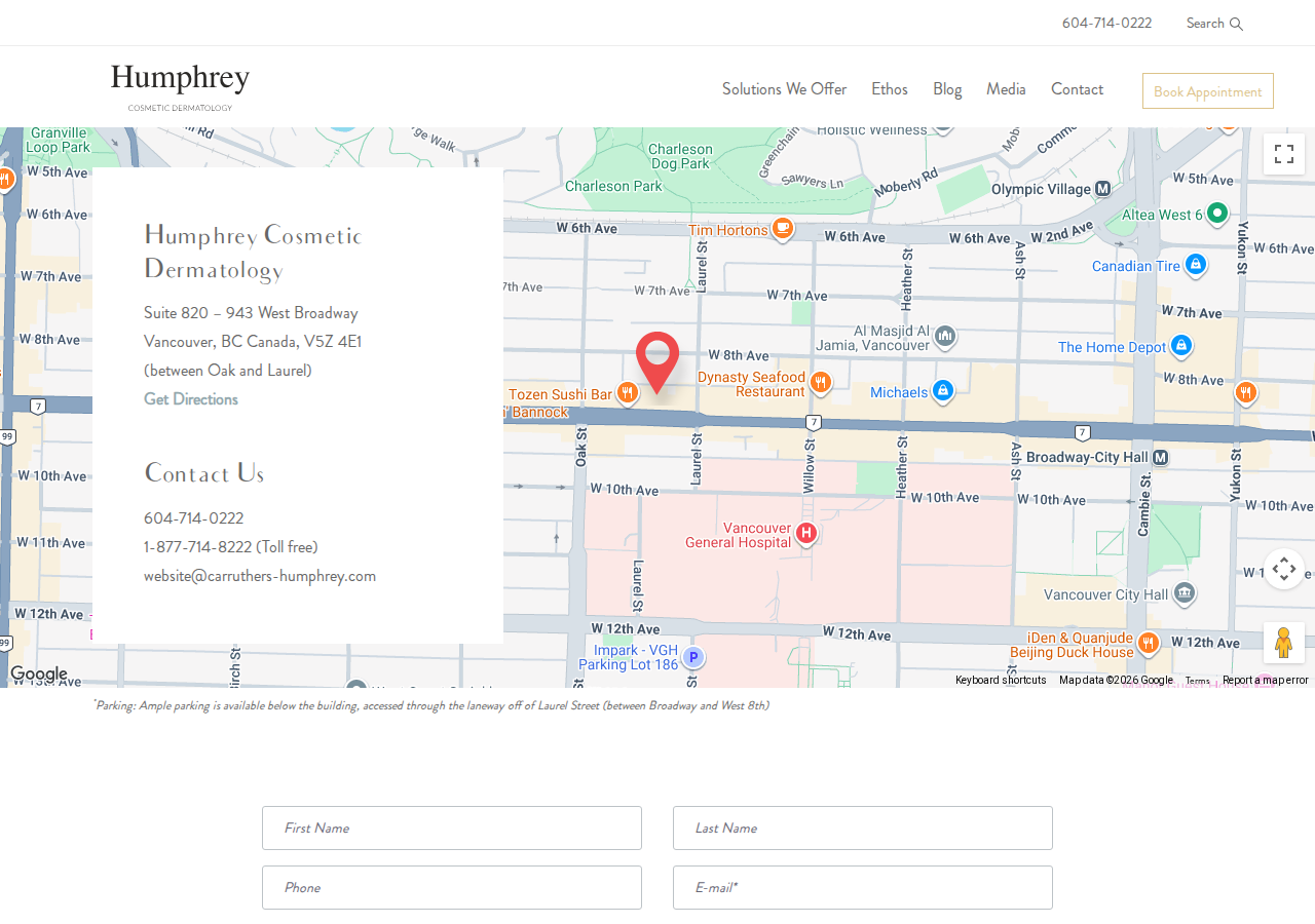 Screenshot of Contact - Humphrey Cosmetic Dermatology