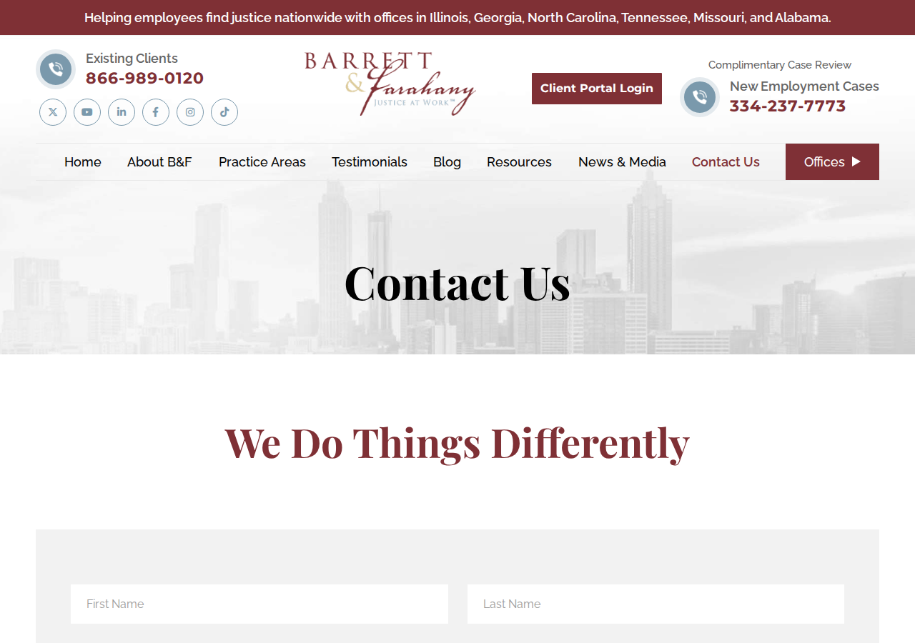 Screenshot of Contact Us | Barrett & Farahany