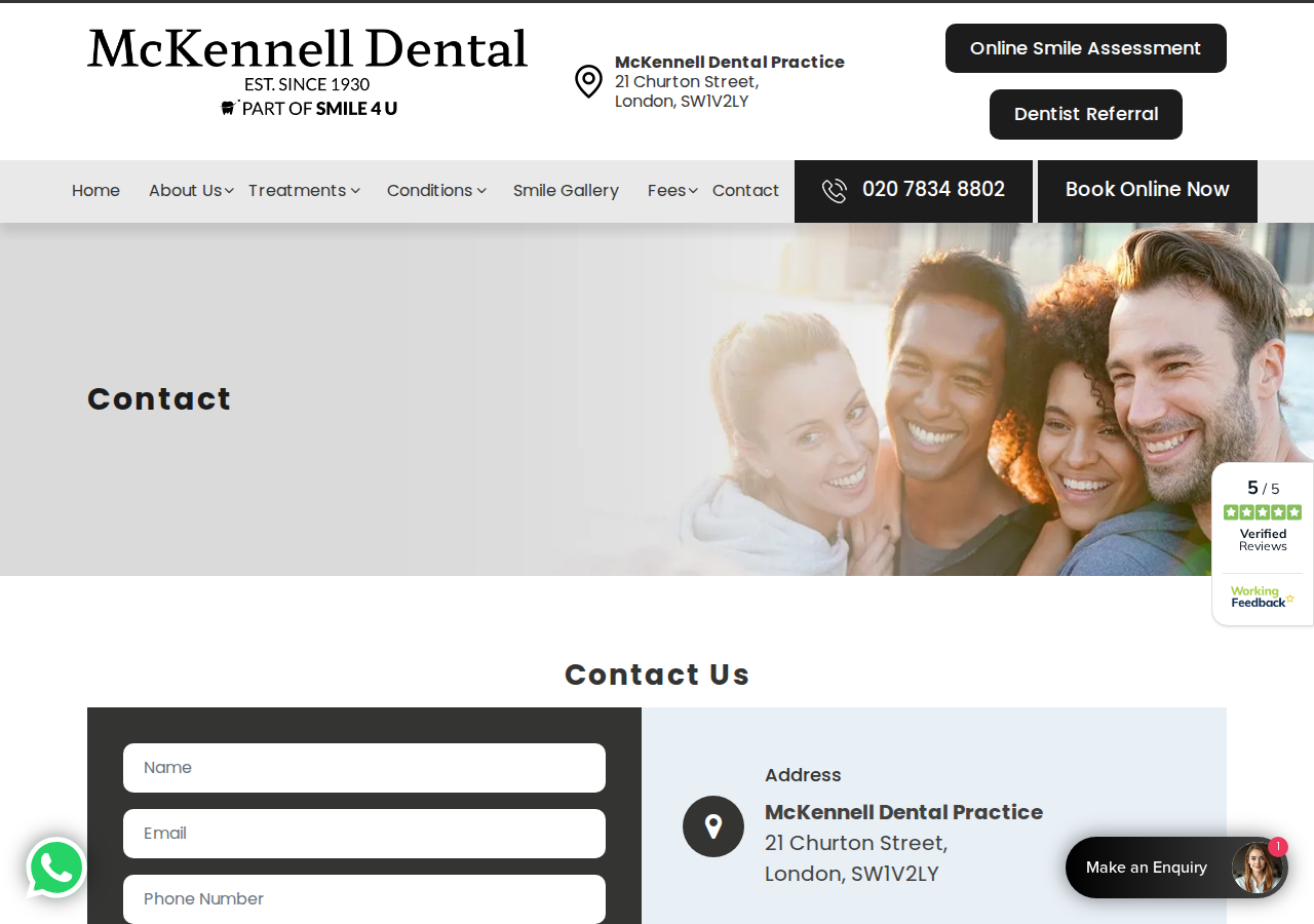Screenshot of Contact Us - McKennell Dental Practice