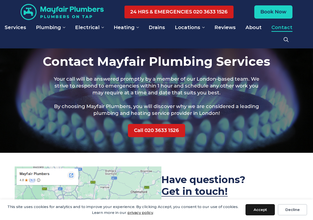 Screenshot of Get in Touch with Mayfair Plumbers