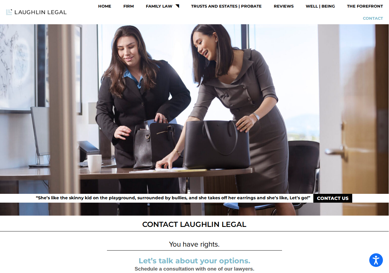 Screenshot of Contact | Laughlin Legal | San Mateo, California