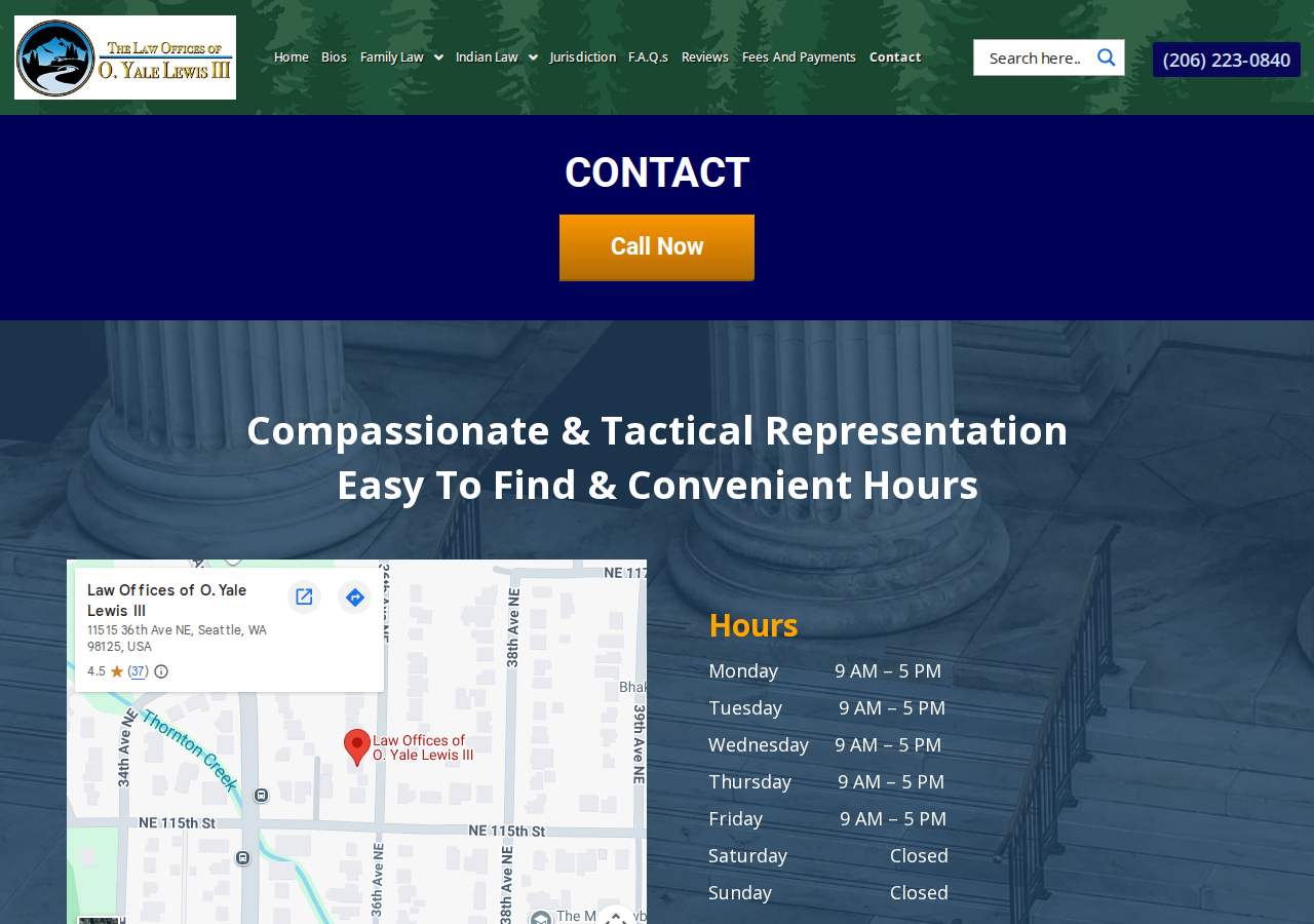 Screenshot of Contact | The Law Offices of O. Yale Lewis III