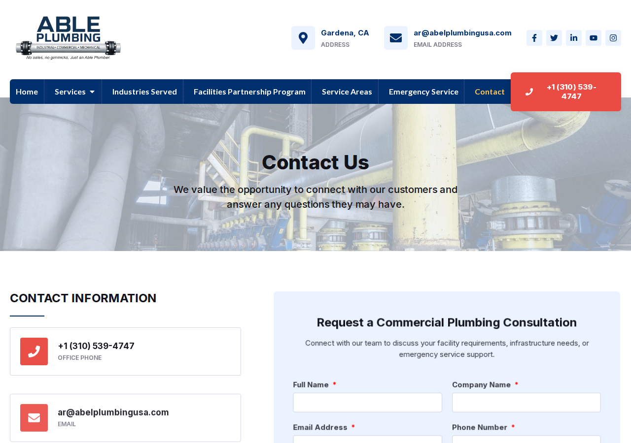 Screenshot of Contact – ABLE Plumbing