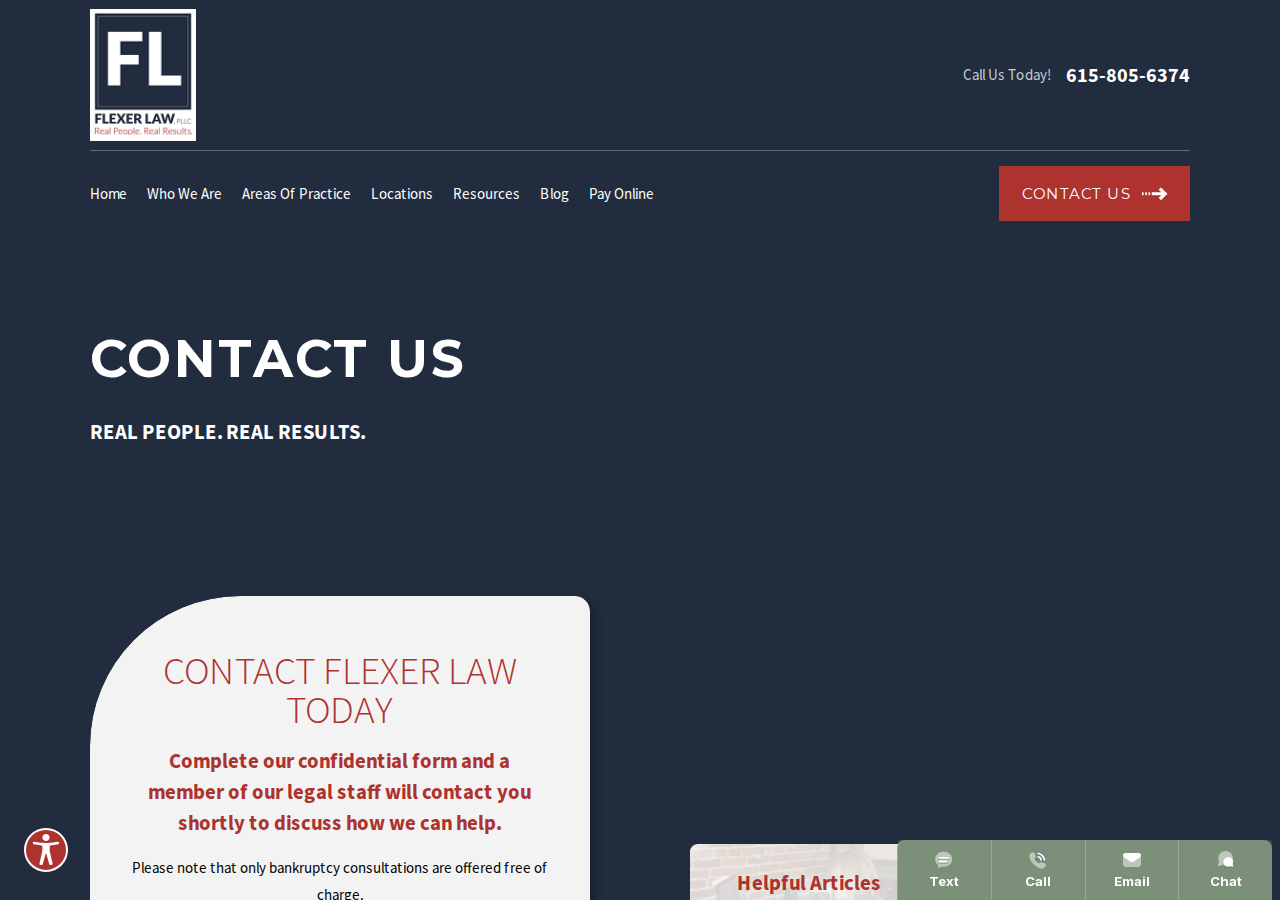 Screenshot of Contact Us | Flexer Law