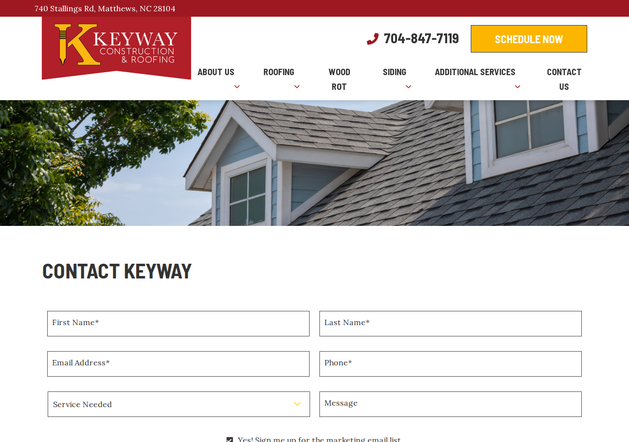 Screenshot of Contact Us Today | Keyway Construction & Roofing