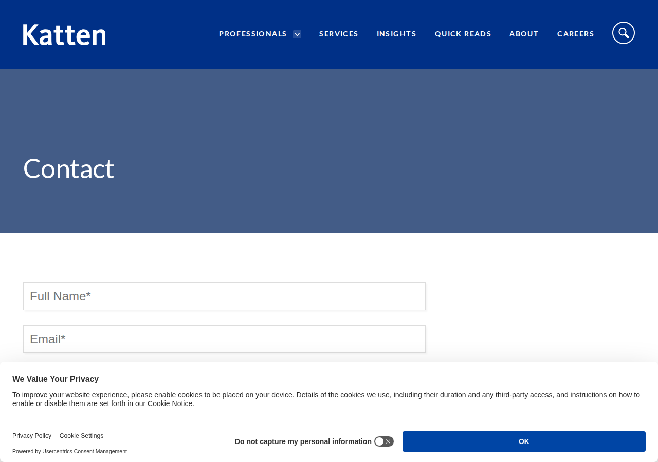 Screenshot of Contact | Katten Muchin Rosenman LLP