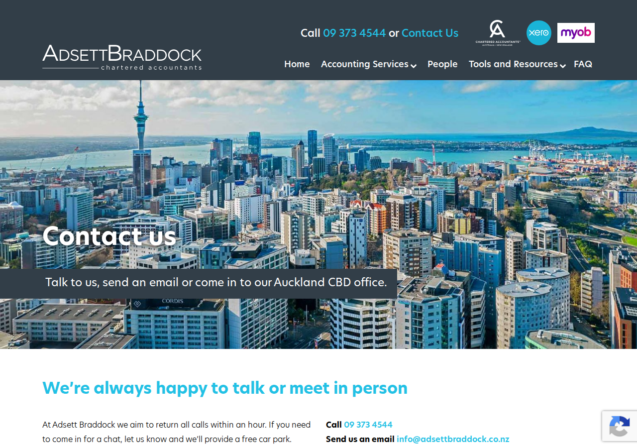 Screenshot of Contact - Adsett Braddock