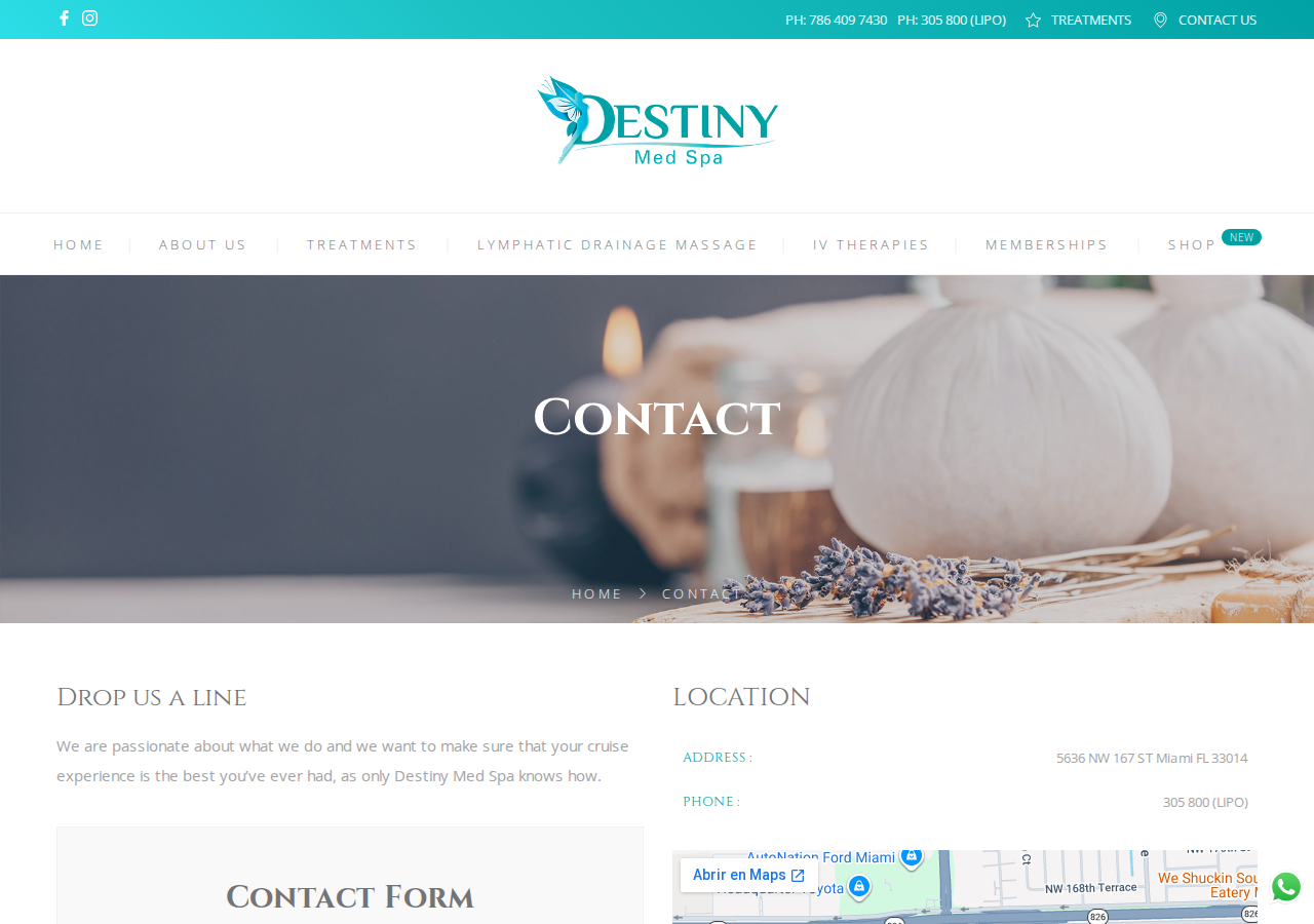 Screenshot of Contact - Destiny Med Spa