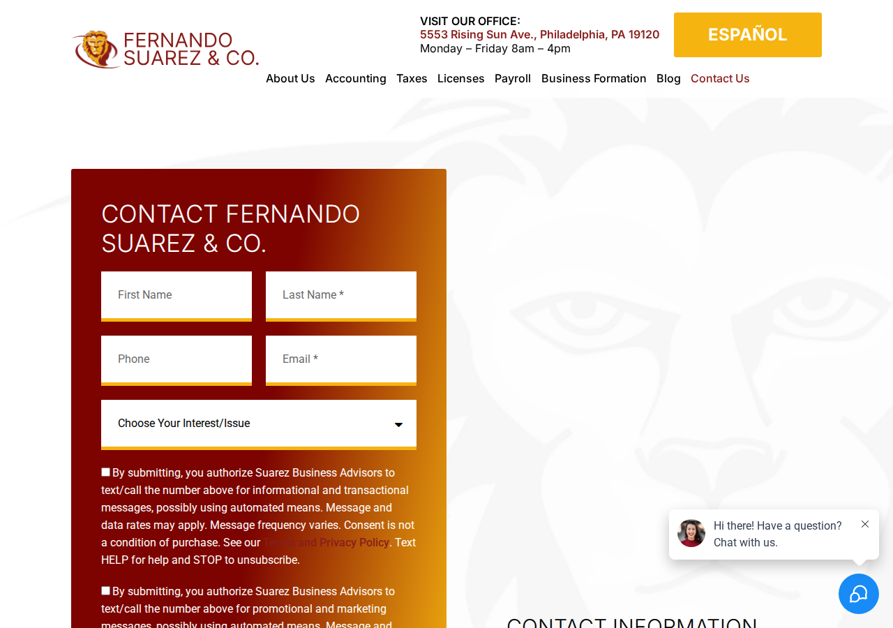Screenshot of Contact Us - Fernando Suarez Business Advisors