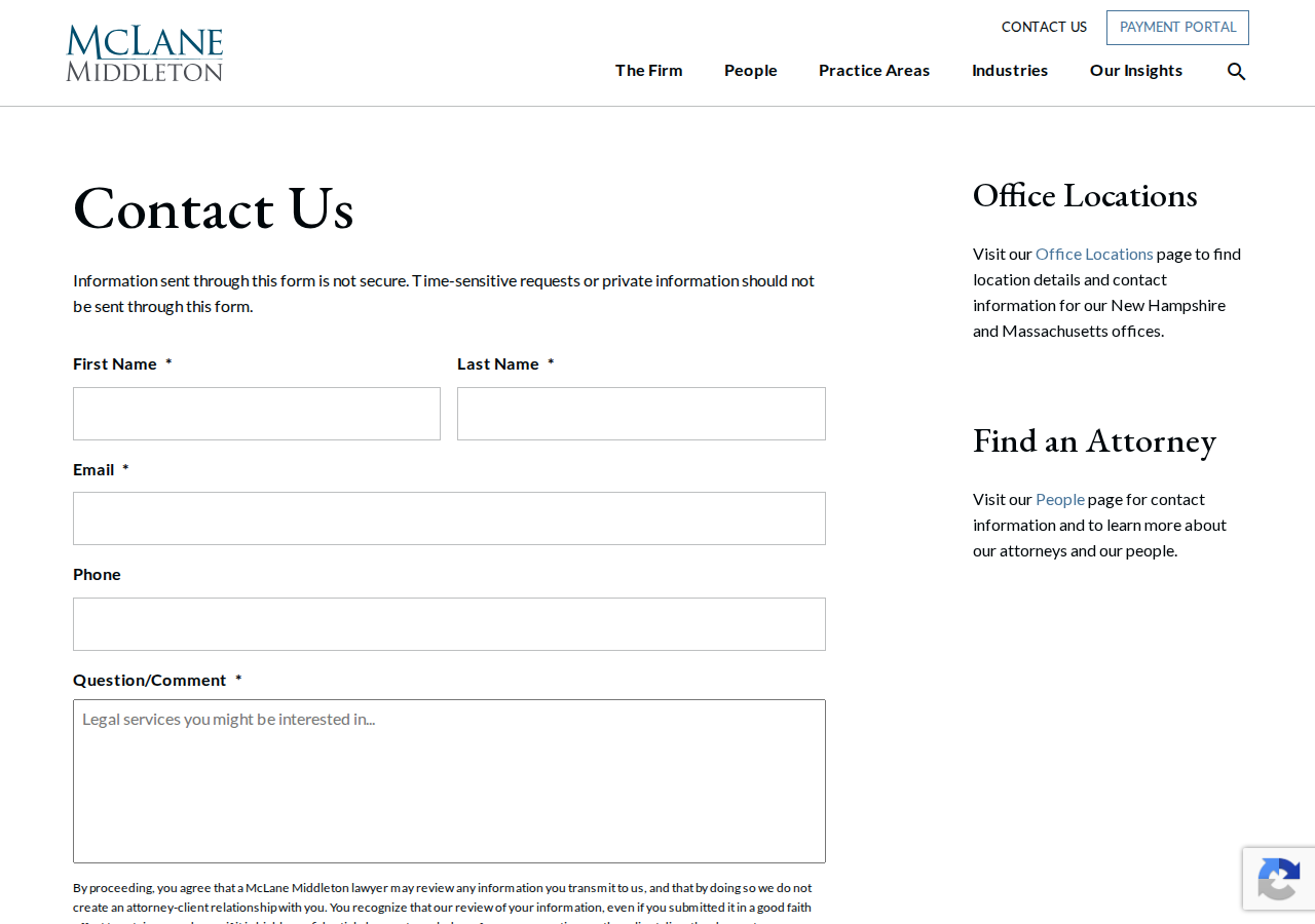 Screenshot of Contact Us - McLane Middleton