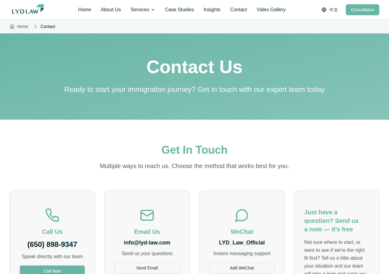 Screenshot of Contact Us - LYD Law | Immigration Law Firm in San Jose | LYD Law