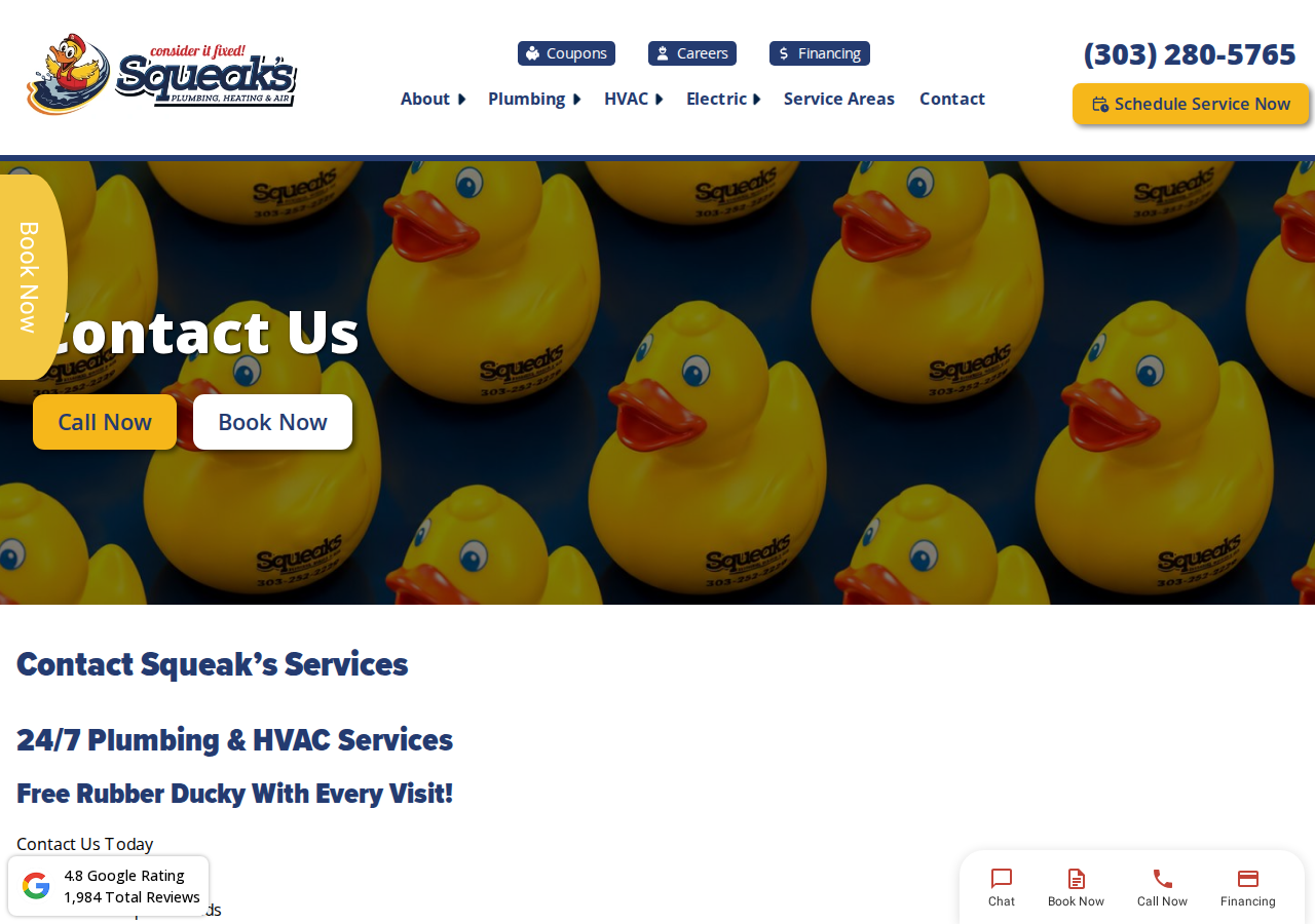 Screenshot of Contact Squeak's Plumbing, Heating & Air
