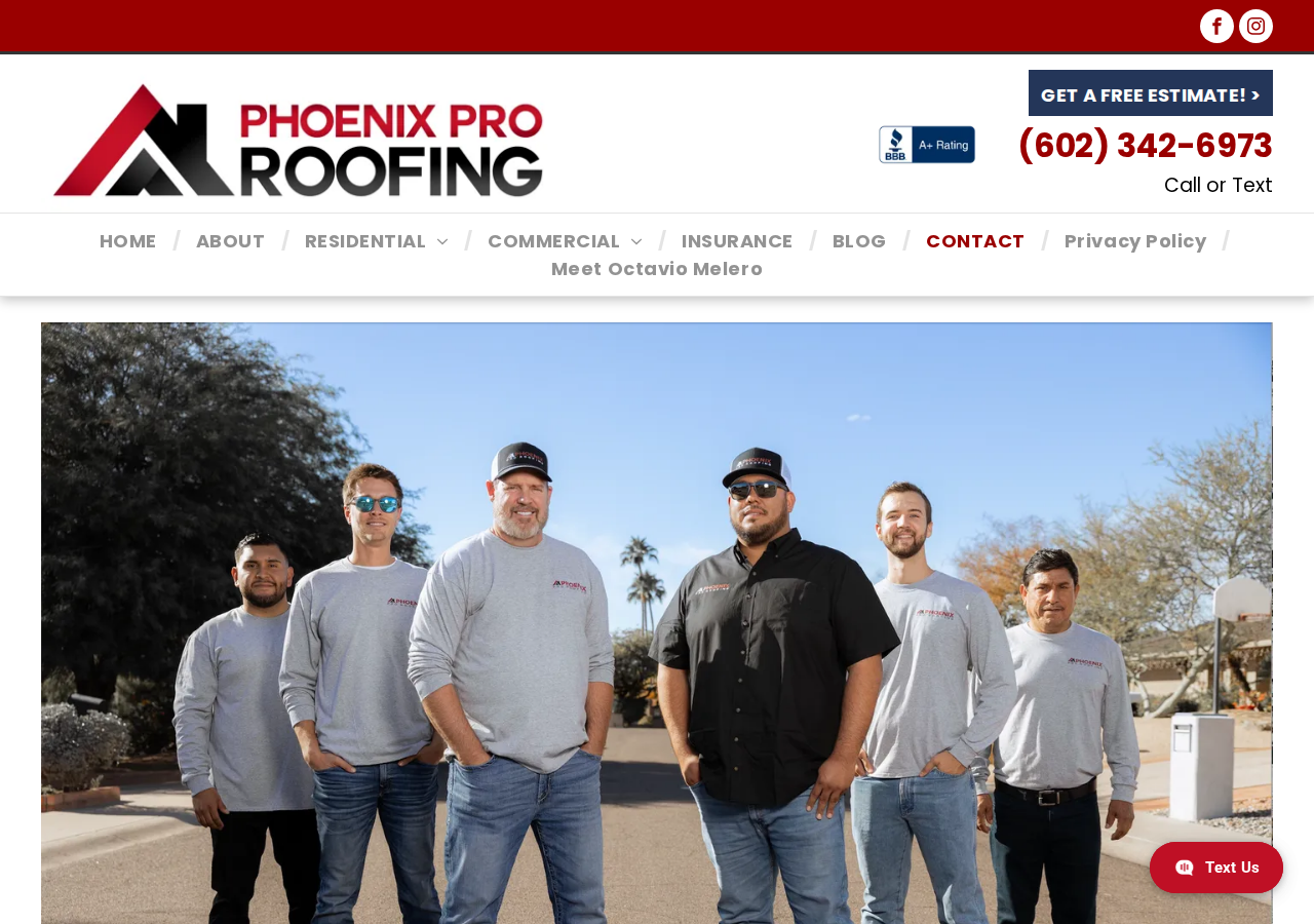 Screenshot of Contact Phoenix Pro Roofing | Roofing Services