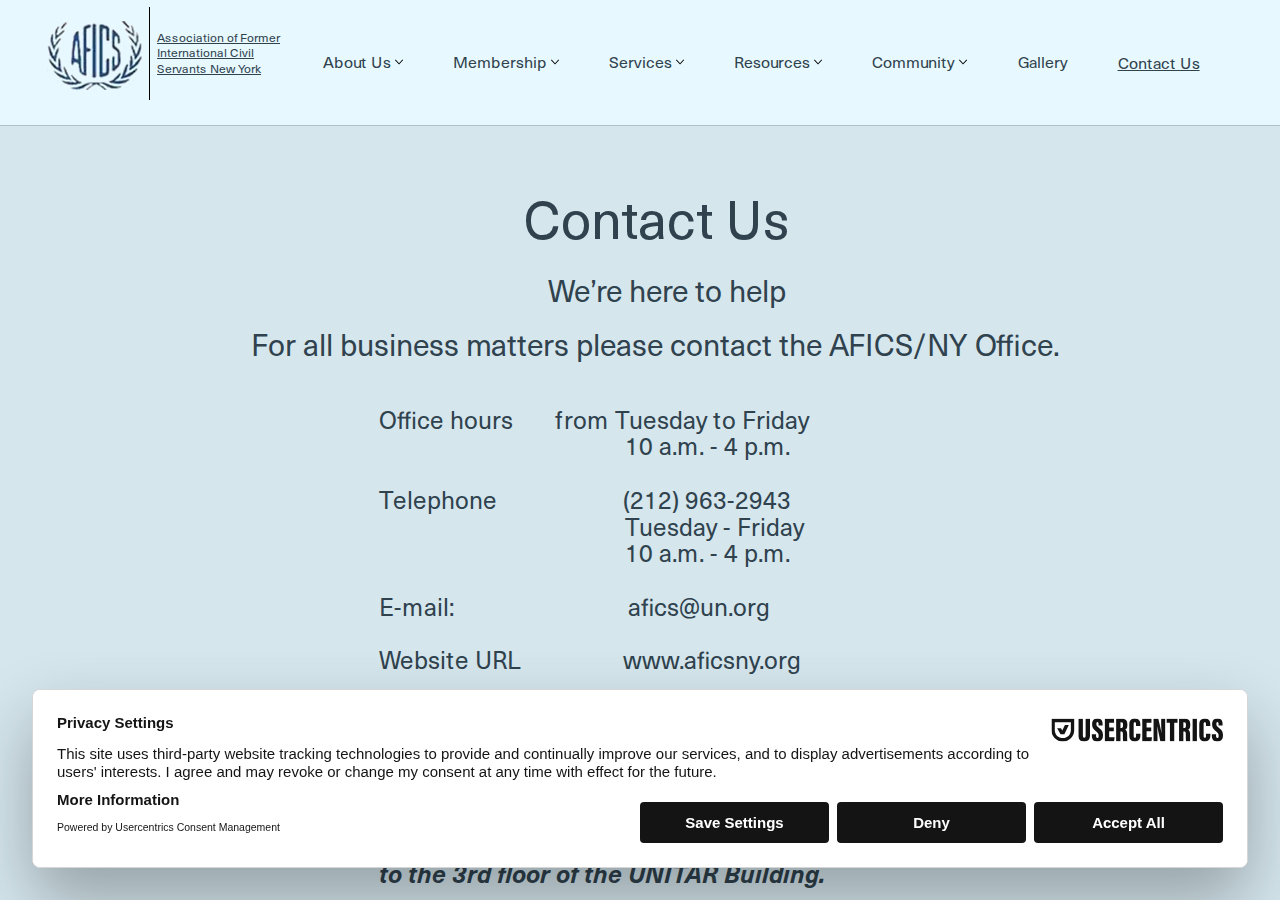 Screenshot of Contact Us | AFICS New York