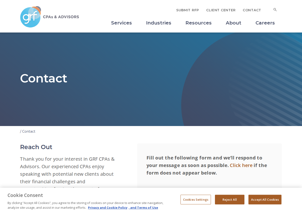 Screenshot of Contact Us | GRF CPAs & Advisors