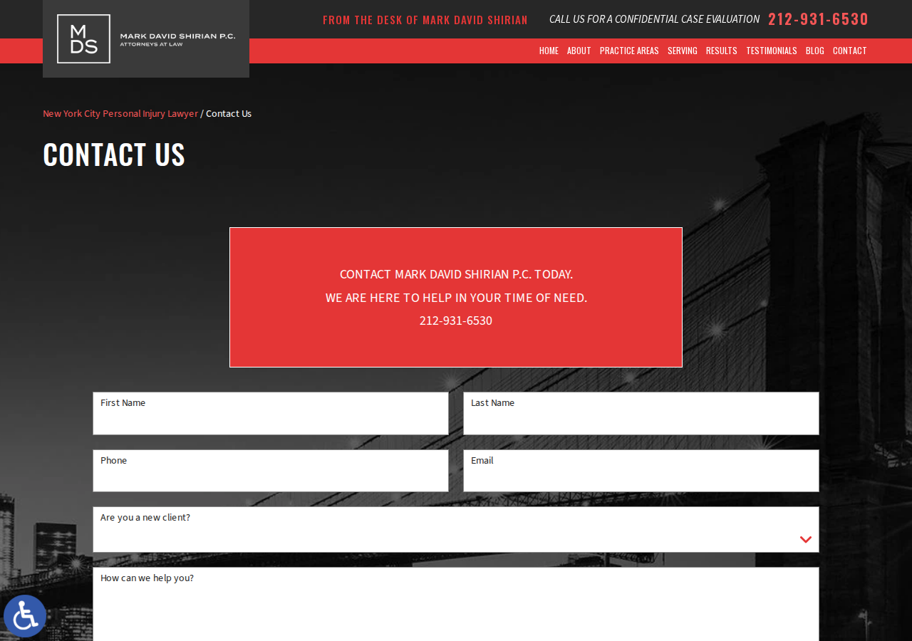 Screenshot of Contact Us