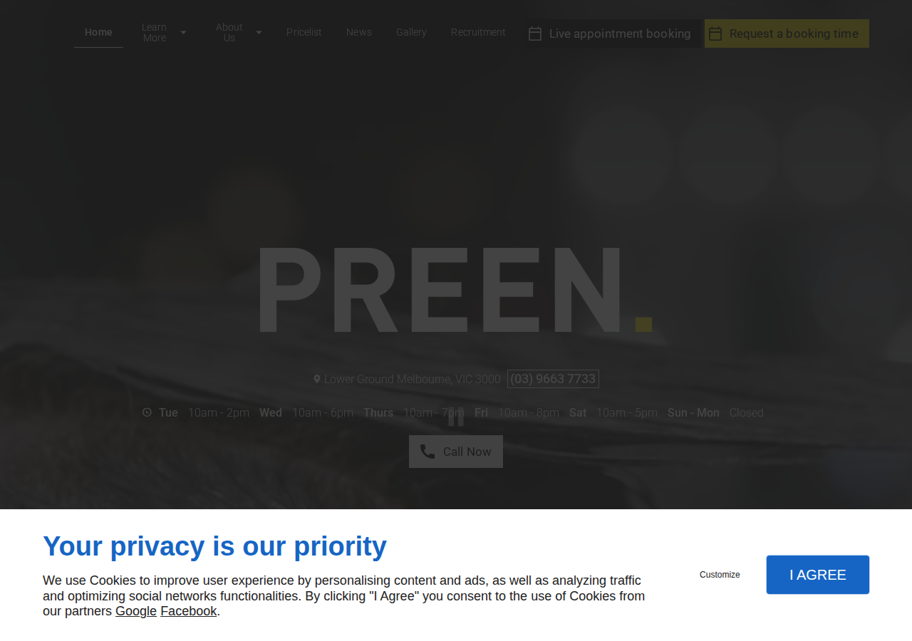 Screenshot of Hairdressers, Melbourne, Preen, South Melbourne, West Melbourne, Hair salon, Hair cut, Hair styling