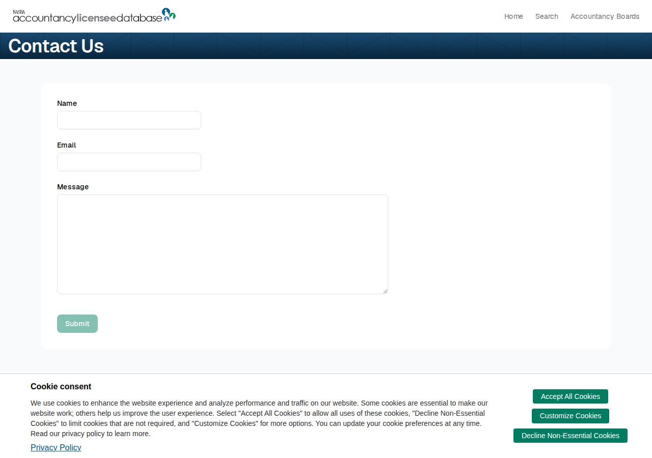 Screenshot of Contact | NASBA