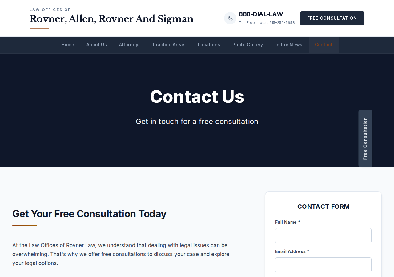 Screenshot of Contact Us | Free Case Review | Rovner Law