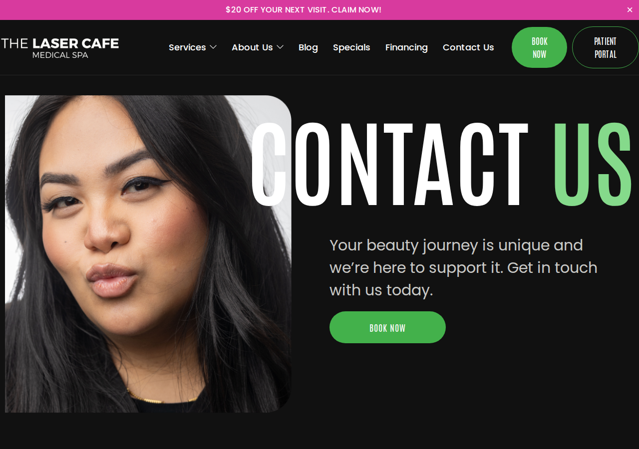 Screenshot of Contact The Laser Cafe | Preeminent Med Spa of San Diego