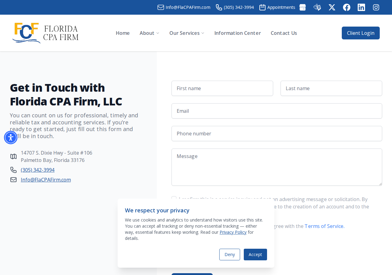 Screenshot of South Miami, Florida based Florida CPA Firm, LLC contact us, directions and map location.