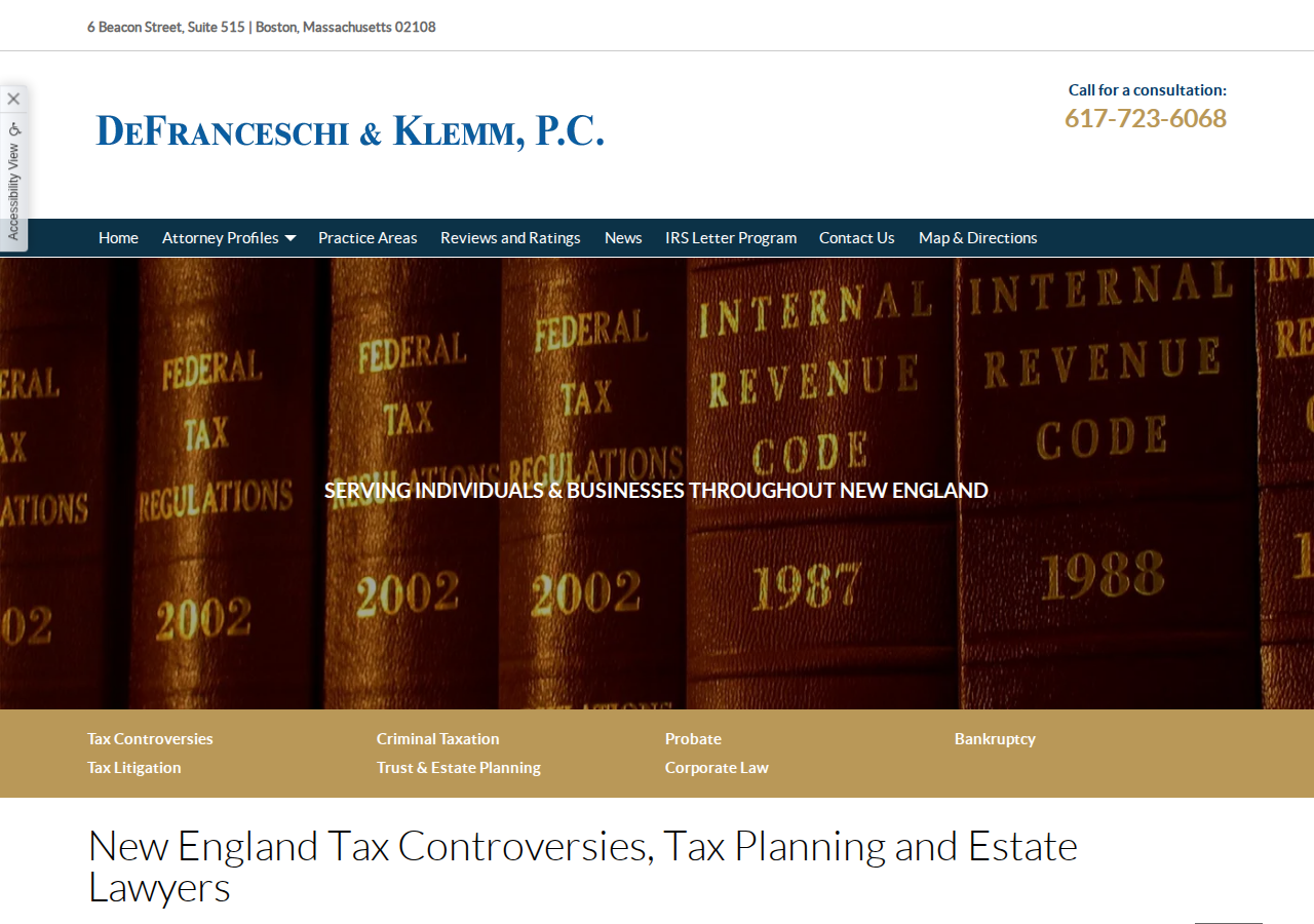 Screenshot of Tax Attorney Boston, MA | IRS Lawyer Worcester | Tax Law Firm in Boston