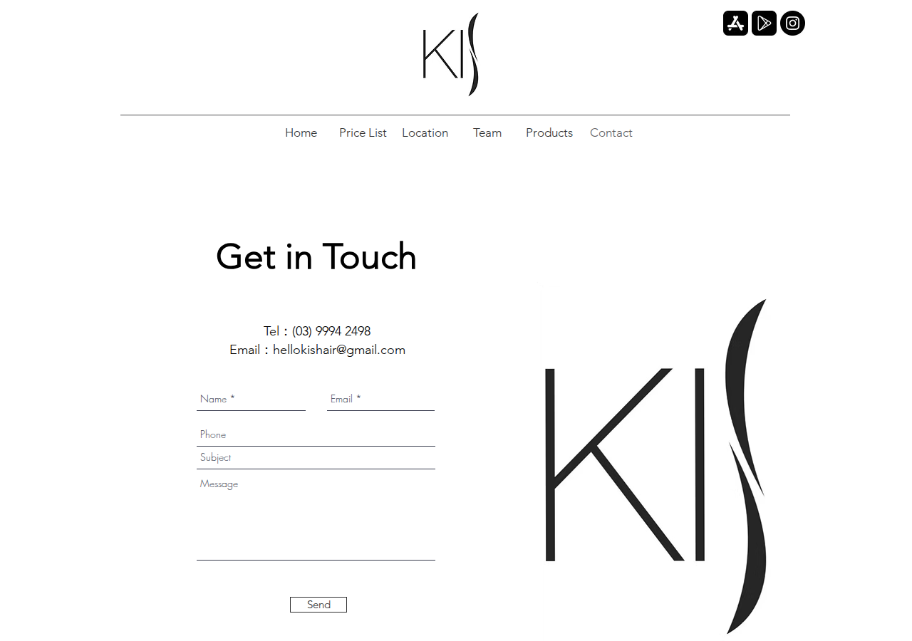 Screenshot of Contact | KIS Hair - Melbourne | Haircut and HairdressingKIS Hair - Me