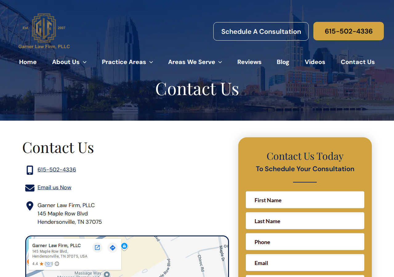 Screenshot of Contact Us | Garner Law Firm, PLLC