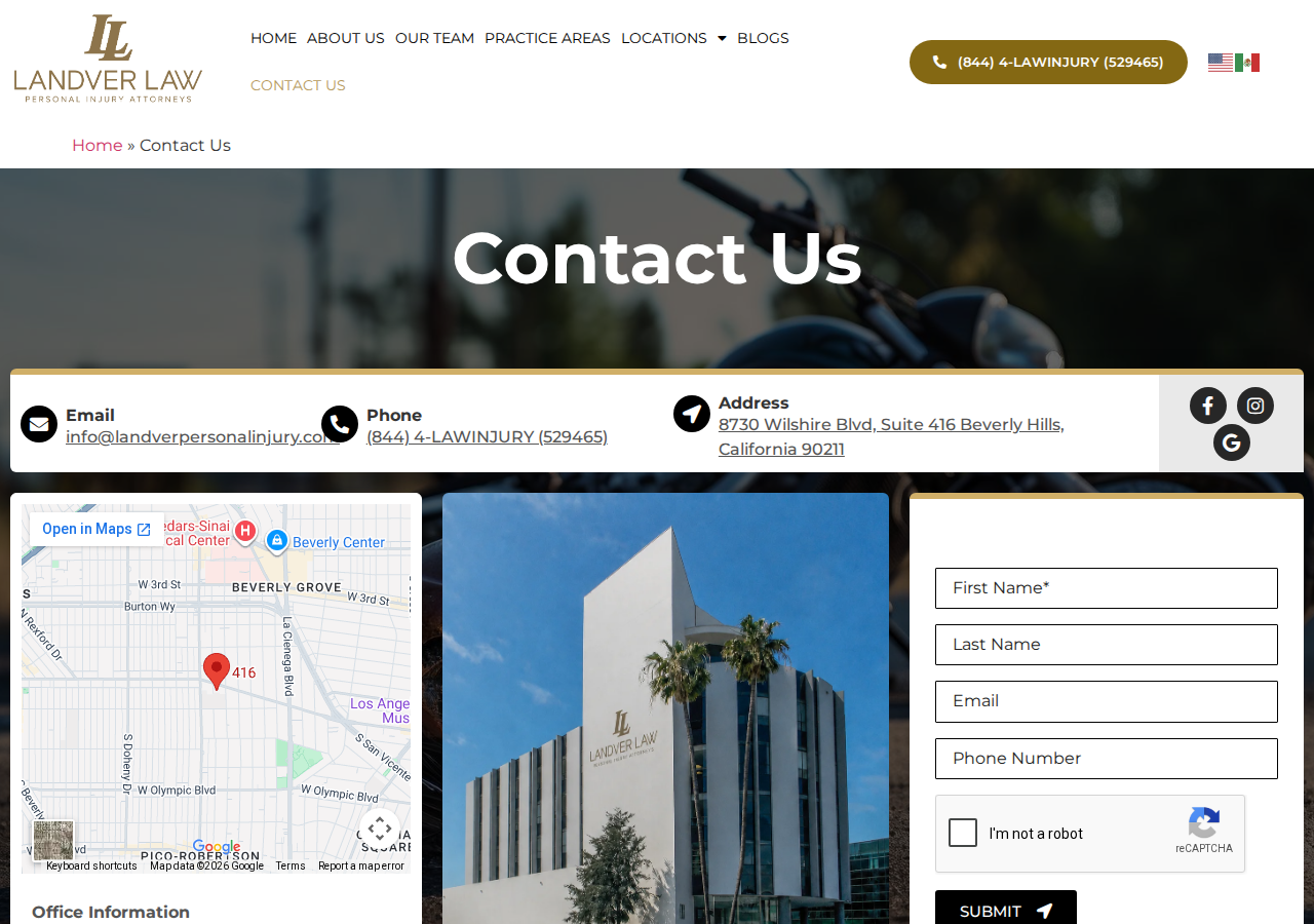 Screenshot of Contact Us - Landver Law