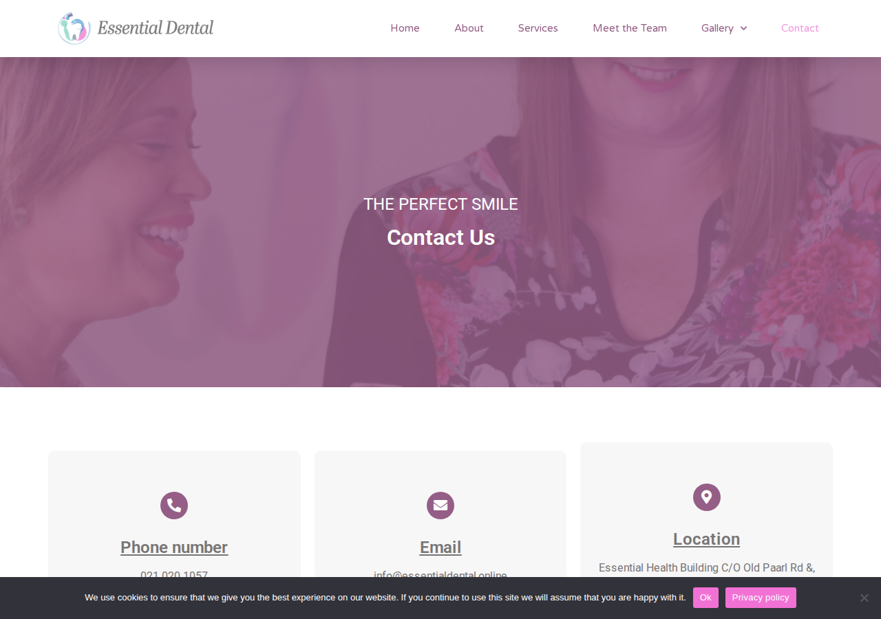 Screenshot of Contact - Essential Dental