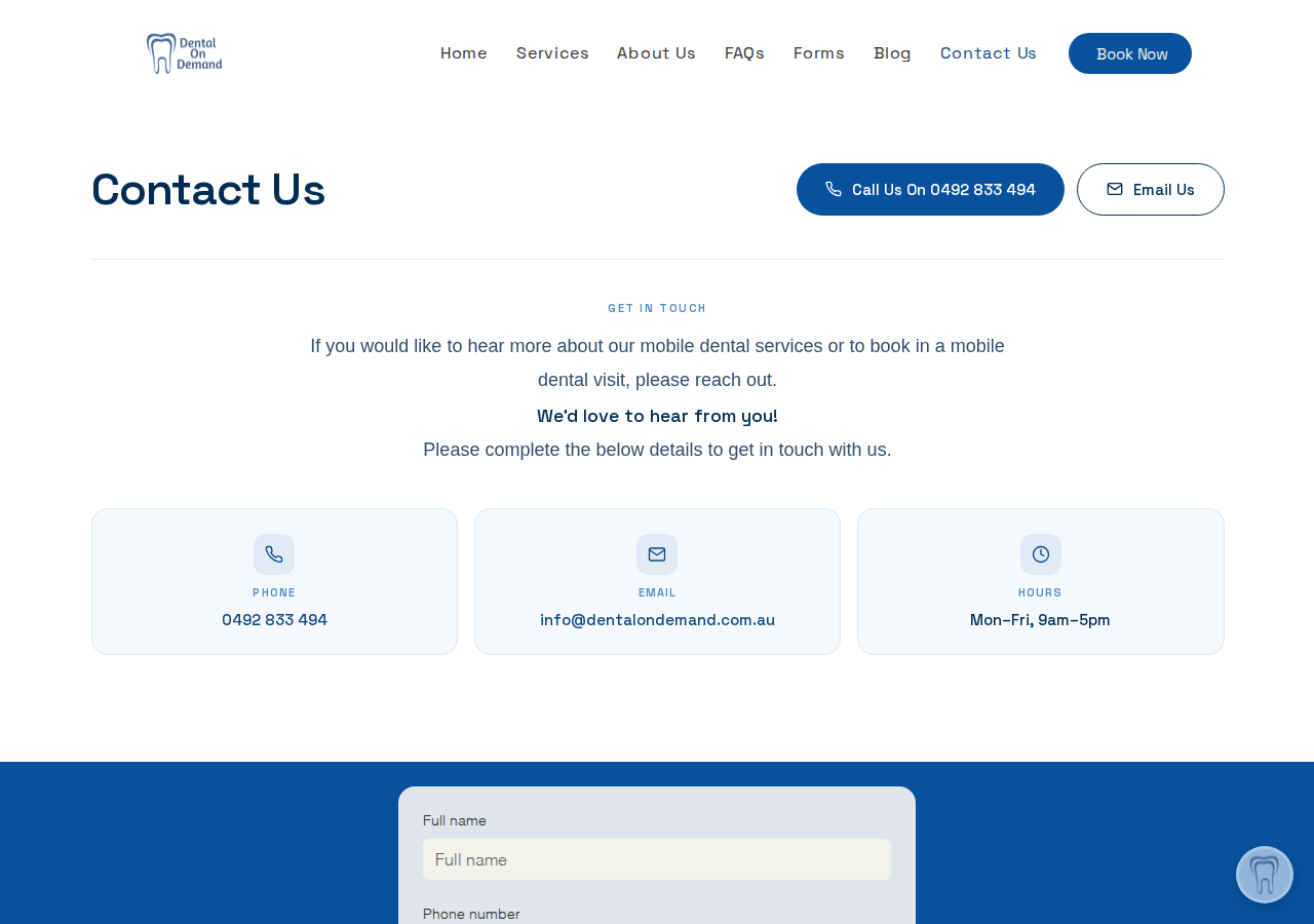 Screenshot of Contact Dental On Demand | Book a Mobile Dentist Sydney