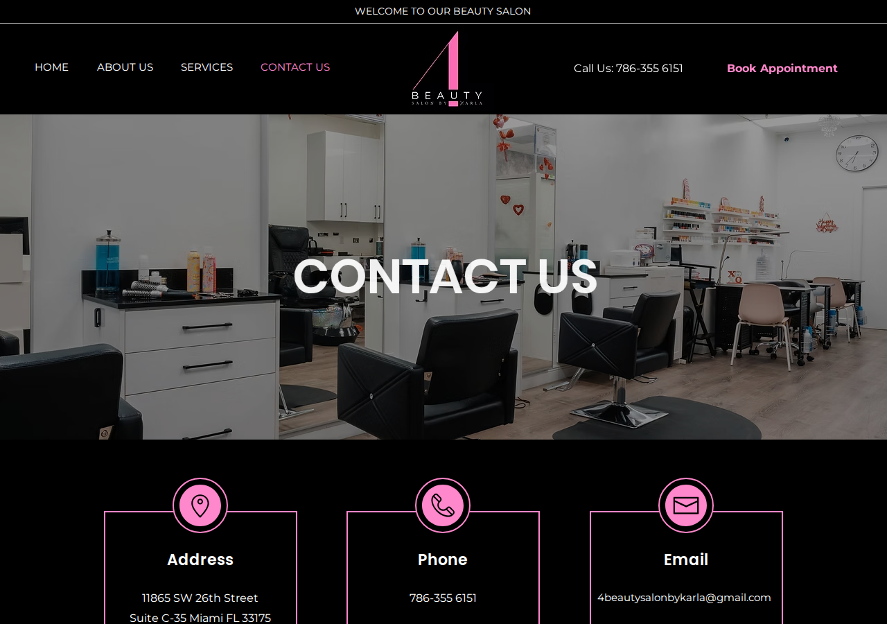 Screenshot of CONTACT US | 4beauty Salon By Kar