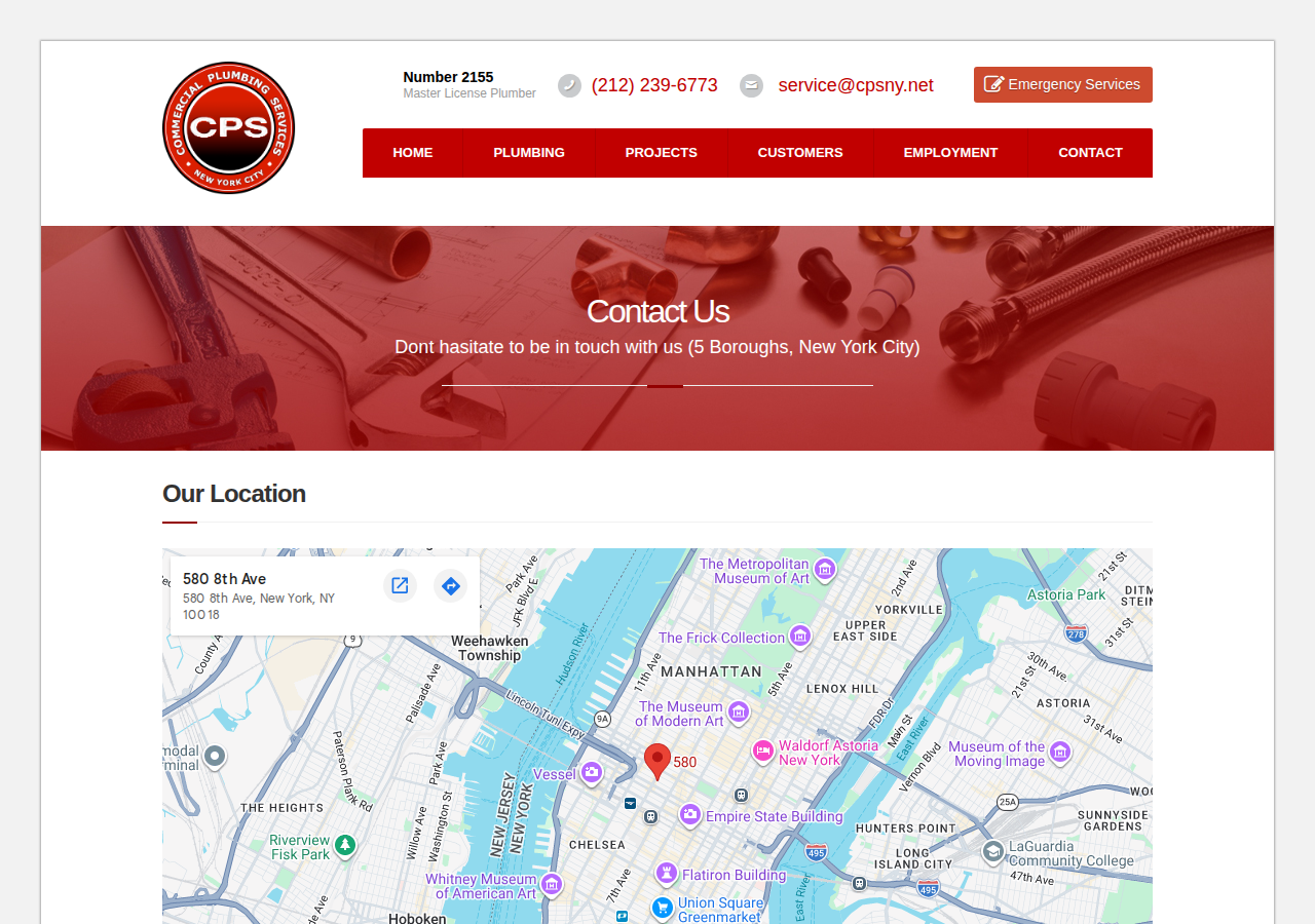 Screenshot of contact us – CPS