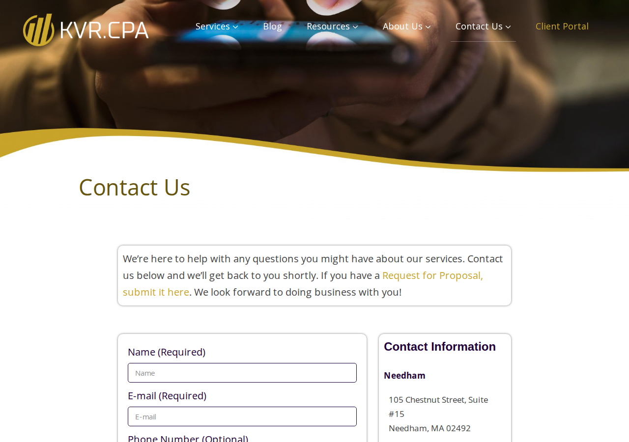 Screenshot of Contact Us – KVR.CPA
