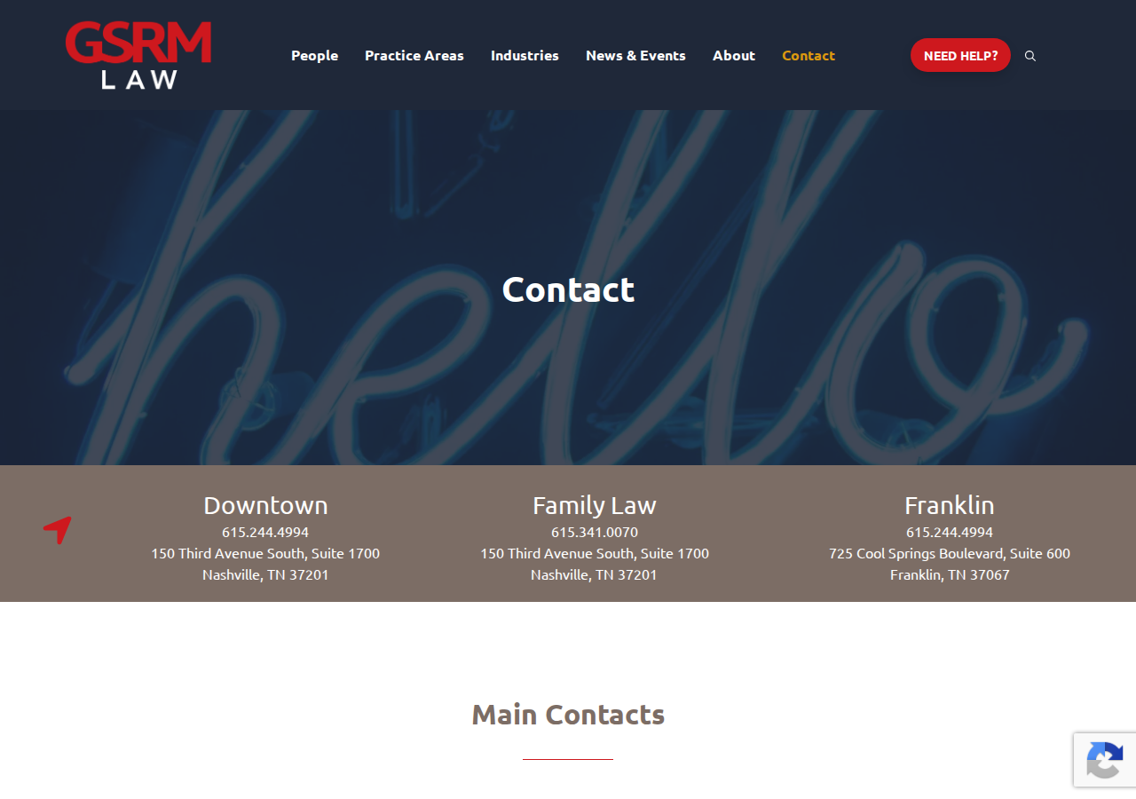 Screenshot of Contact - GSRM