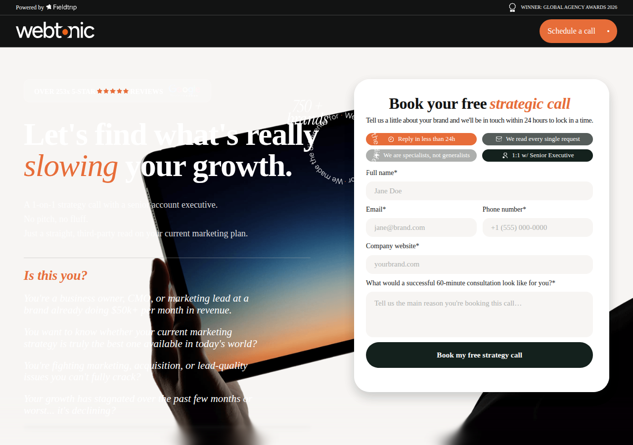 Screenshot of Contact the marketing agency Web Tonic™ | Web Tonic™