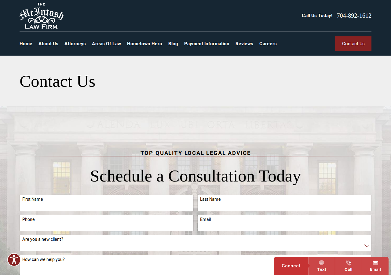 Screenshot of Contact Us | The McIntosh Law Firm